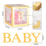 Clear Baby Boxes with Letters for Baby Shower,Baby Shower Decorations, Transparent Ballon Boxes Backdrop,Baby Shower Birthday Party,Gender Reveal,Reusable Favors In Giftbox, Baby Blocks (Gold) Gold
