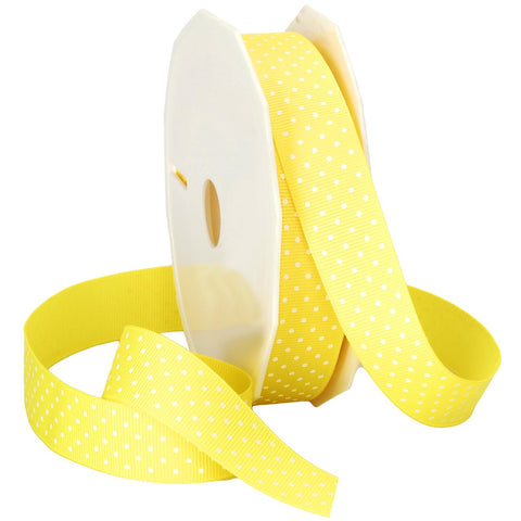 Morex Swiss Dot Polyester Grosgrain Ribbon, 7/8-Inch by 20-Yard Spool, Yellow (3906.05/20-615) 7/8-In x 20-Yd