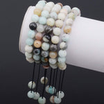 Massive Beads Natural Healing Power Gemstone Crystal Beads Unisex Adjustable Macrame Bracelets 8mm Multi-Color Amazonite
