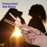 PURPLEBIRD 7 Inch 21-Teeth Chunkers Dog Grooming Scissors,Professional Safety Blunt Tip Trimming Shearing for Dogs Cats Japanese Stainless Steel Bronze 7in Chunker