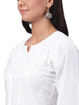 Ada Lucknow Chikankari Cotton Kurta for Women Hand Embroidered Tunic Kurti