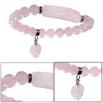TUMBEELLUWA Healing Stone Bracelet 8mm Beads Chakra Crystal Energy Heart Charm Bracelet Handmade Jewelry for Women #2 rose quartz crystal stone