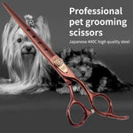 Fenice Peak Dog Grooming Scissors Pet Cutting Scissors Professional Dog Scissors for Grooming Shears for Dogs and Cats 440C Japanese Stainless Steel Dog Trimming Shear Edge Scissors(7'') 7''
