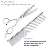 Freewindo Dog Grooming Scissors Kit, Safety Round Tip, Heavy Duty Stainless Steel Dog Scissors and Dog Nail Clippers, 6 in 1 Dog Grooming Kit Scissors for Dogs and Cats