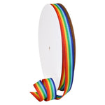 Morex Ribbon Polyester Grosgrain Striped Decorative Ribbon, Rainbow, 7/8 in 7/8 in by 100-Yard