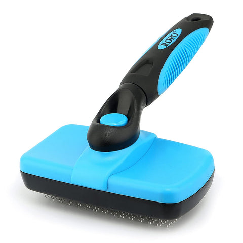 ROPO Self-cleaning Dog Cat Brush for Shedding Grooming, Pet Hair Brush Tool with Protective Ball Head for Dematting and Removing Loose Fur, Undercoat, Mats, Tangles, Knots, Suitable for all Pets