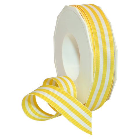 Morex Ribbon Polyester Grosgrain Striped Decorative Ribbon, 20 Yard", Yellow, 7/8 in 7/8" by 20 yd.