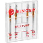 SINGER 4812 Universal Ball Point Machine Needles, Size 80/12, 4-Count 80/11, 90/14, 100/16 4.0