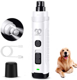 Casfuy Dog Nail Grinder with 2 LED Light for Large Medium Small Dogs - 3X More Powerful 2-Speed Electric Pet Nail Trimmer Rechargeable Quiet Painless Paws Grooming & Smoothing Tool (White) White