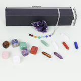 Nvzi Premium Crystals and Healing Stones Set in Display Box, Gemstones and Crystals Kit, 7 Chakra Stones, Witchcraft Supplies and Tools, Raw Crystals for Beginners, Spiritual Gifts for Women Chakra Set