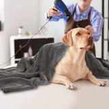SUNLAND Dog Towel Super Soft Dog Drying Towel Ultra Absorbent Dog Bath Towel with Embroidered Paw Print Dark Grey