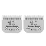 DODAER 2 Pack 10 Blade Dog Grooming Clipper Replacement Blades Compatible with Andis/Wahl/Oster Dog Clippers,Detachable Ceramic Blade & Stainless Steel Blade,Size-10, 1/16-Inch Cut Length 10# 2 PACK(1.5mm）