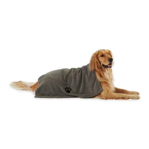 Bone Dry Pet Grooming Towel Collection Absorbent Microfiber X-Large, 41x23.5", Embroidered Gray 41x23.5"