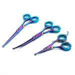 Moontay Sets of 3 Professional Safety Rounded Tips Pet Grooming Scissors Dogs&Cats Grooming Cutting Sheas and Rabbit Chunker Shears (A-Rainbow) A-rainbow