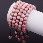 Massive Beads Natural Healing Power Gemstone Crystal Beads Unisex Adjustable Macrame Bracelets 8mm Pink Rhodochrosite