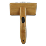 Alcott Bamboo Groom Slicker Brush with Stainless Steel Pins for Pets, Medium