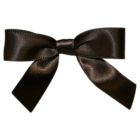 Reliant Ribbon 5171-70503-2X1 Satin Twist Tie Bows - Small Bows, 5/8 Inch X 100 Pieces, Chocolate Brown