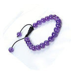 Massive Beads Natural Healing Power Gemstone Crystal Beads Unisex Adjustable Macrame Bracelets 8mm Natural Amethyst