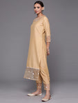 INDO ERA Women's Silk Blend Floral Straight Kurta Pant With Dupatta Set