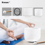 Kresec 7 Inch Crystal Singing Bowl F Note (±40 cents) Heart Chakra with O-ring and Mallet for Meditation, Yoga, Spiritual and Body Healing and Energy Cleansing