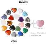 YATOJUZI 20PCS Natural Heart Healing Crystals Rose Quartz Amethyst Heart Love Stones Set Bulk Polished Pocket Palm Thumb Gemstones Chakra Reiki Balancing 0.8 inch 1-20ps