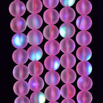 Asingeloo 48PCS 8mm Natural Pinkish Mystic Aura Quartz Gemstone Frosted Matte Titanium Round Loose Spacer Beads 15 inch Full Strand Crystal Healing Power Quartz Pink Mystic Aura