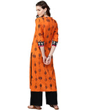 Jaipur Kurti Women's Cotton Straight Kurta Orange M