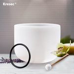 Kresec 10 Inch 440Hz Perfect Pitch Crystal Singing Bowl E Note (±10 cents) Solar Plexus Chakra with O-ring and Mallet for Meditation, Yoga, Spiritual and Body Healing and Energy Cleansing E Note Solar Plexus Chakra
