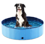 Jasonwell Foldable Dog Pet Bath Pool Collapsible Dog Pet Pool Bathing Tub Kiddie Pool for Dogs Cats and Kids (32inch.D x 8inch.H, Blue) S - 32"