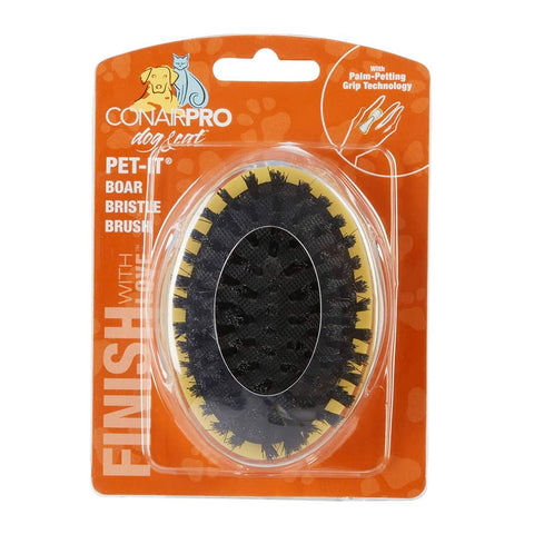 CONAIRPRO dog & cat Pet Brush with Ergonomic Pet-It Design, Dog Brush for Shedding, Boar Bristles, Yellow Boar Bristle Brush