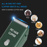 Founouly 2 in 1 Home Professional Dog Grooming Kit Clipper Low Noise USB Rechargeable Gifts for Dog Cat Green Map005-green