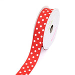 LUV RIBBONS 7/8-Inch Grosgrain White Polkadots Ribbon by Creative Ideas, 10-Yard Red