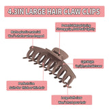 8Pack 4.3" Large Hair Claw Clips for Thin Thick Curly Hair AURKATH 2styles 4Neutral Colors Nonslip Strong Hold Big Matte Clips for Women Jaw Clips