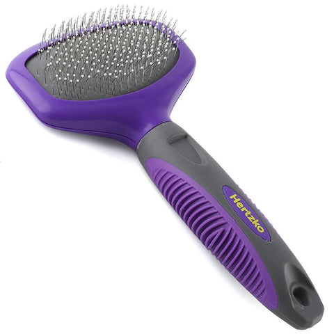 Hertzko Pin Brush for Dogs and Cats with Long or Short Hair – Great for Detangling and Removing Loose Undercoat or Shed Fur – Ideal for Everyday Brushing (Wide Brush) Pin Brush (dense)