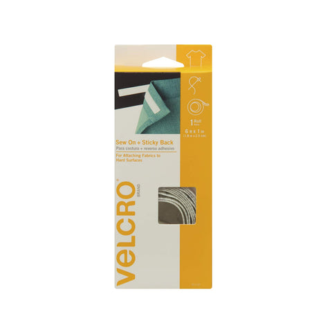 VELCRO Brand 91132 - Home Décor - Sew On Loop and Sticky Back | Ideal for Attaching Fabrics to Hard Surfaces | 6' x 1" Tape | White 6 Feet