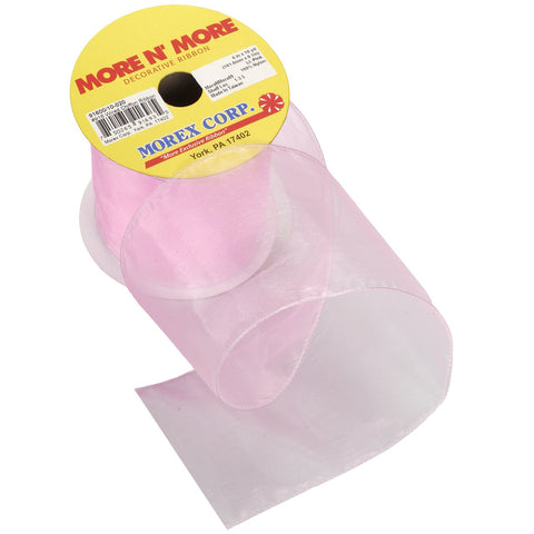 Morex Ribbon Wired 4-Inch Chiffon Ribbon with 10-Yard Spool, Light Pink Lt. Pink 4-In x 10-Yd
