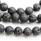 Lava Beads 10mm Natural Gemstone Beads for Bracelets kit Energy Healing Crystals Jewelry Chakra Crystal Jewerly Beading Supplies 15.5inch About 36-40 Beads Black Lava