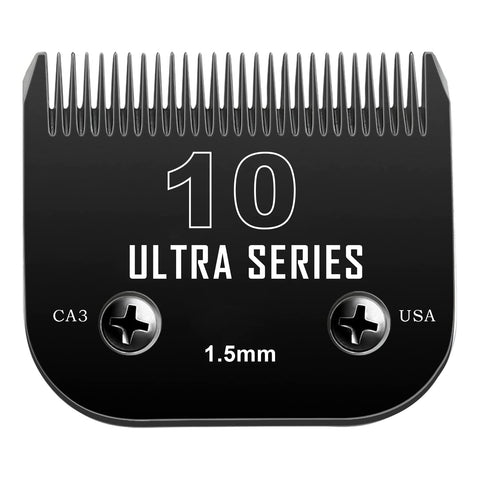 1Pack Detachable Pet Clipper Blade, 10# Black Blade Dog Grooming, Made of Carbon-Infused Steel Blade and Stainless Steel Blade Compatible with Ainds、Oster A5、Wahl Km and Other Series Clippers 10: 1/16" (1.5 mm) Black, 1Pack