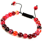Massive Beads Natural Healing Power Gemstone Crystal Beads Unisex Adjustable Macrame Bracelets 8mm Agate Red