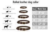 MUROM Rolled Leather Dog Collar Durable Round Rope Pet Collars for Small Medium Large Dogs Puppy Pink Purple Green Red Brown Gray (8"-12" Neck Fit, Dark Brown) 8"-12" Neck Fit