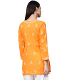 Ada Women's Cotton Top Tunic Hand Embroidered Lucknowi Chikankari Short Kurti