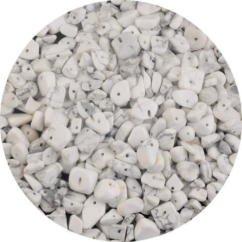 Natural Chip Stone Beads White Howlite 5-8mm About 400 Pieces Irregular Gemstones Healing Crystal Loose Rocks Bead Hole Drilled DIY for Bracelet Jewelry Making Crafting (5-8mm, White Howlite)