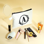 Embroidered letter combination cosmetic bag，Personalized Present Bag, Suitable for Wedding, Birthday, Holiday, is a Great Gift for Women, Mom, Teachers, Friends, Bridesmaids (A)