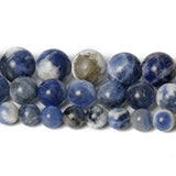 60pcs 6mm Natural Stone Beads White Blue Sodalite Beads Energy Crystal Healing Power Gemstone for Jewelry Making, DIY Bracelet Necklace Blue White Sodalite