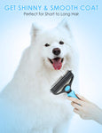 MalsiPree Pet Grooming Brush, 2 in 1 Deshedding Tool & Undercoat Rake Dematting Comb for Mats & Tangles Removing, Reduces Shedding up to 95%, Great for Short to Long Hair of Medium Large Dogs L Blue