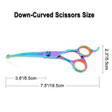 Dog Grooming Trimming Curved Scissors, Colorful Stainless Steel Safety Cutting Professional Pet Shears Safe Rounded Tip Scissors for Grooming for Dogs Cats Dog Trimming Curved Scissors