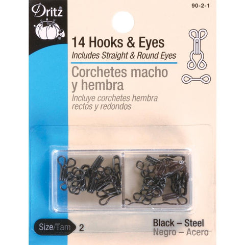 Dritz Hooks & Eyes, Size 2, Black