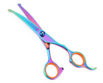 Dog Grooming Trimming Curved Scissors, Colorful Stainless Steel Safety Cutting Professional Pet Shears Safe Rounded Tip Scissors for Grooming for Dogs Cats Dog Trimming Curved Scissors