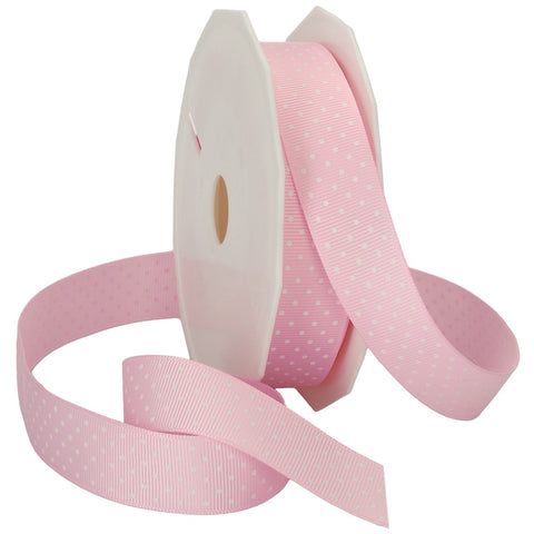 Morex Swiss Dot Polyester Grosgrain Ribbon, 7/8-Inch by 20-Yard Spool, Light Pink 7/8-In x 20-Yd Lt Pink