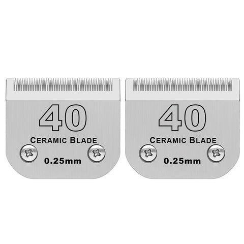 2 Pack Detachable Pet Dog Grooming Clipper Ceramic Blade,Compatible with Andis Size 40 Cut Length 1/100"(0.25mm),Compatible with Oster A5,Wahl KM Series Clippers 40# 2 PACK(0.25mm）